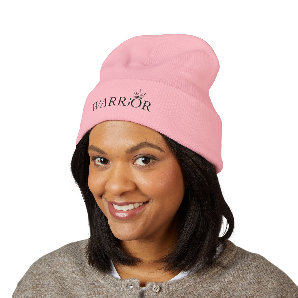 Classic Cuffed Beanie | Embroidered Warrior Hat for Adventurers, Winter Fashion, Gift for Her, Cozy Knit Cap, Unisex Beanie