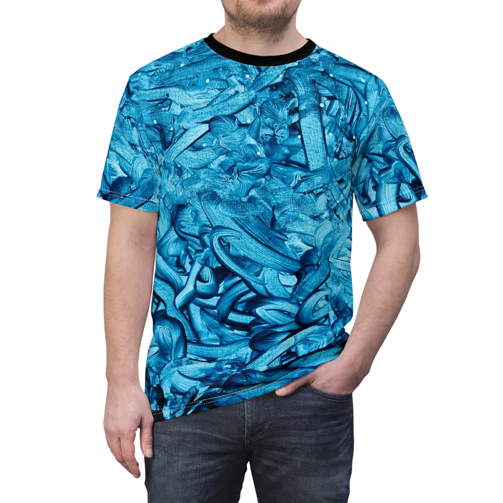 Vibrant “True Blue |” Abstract Unisex Cut & Sew Tee
