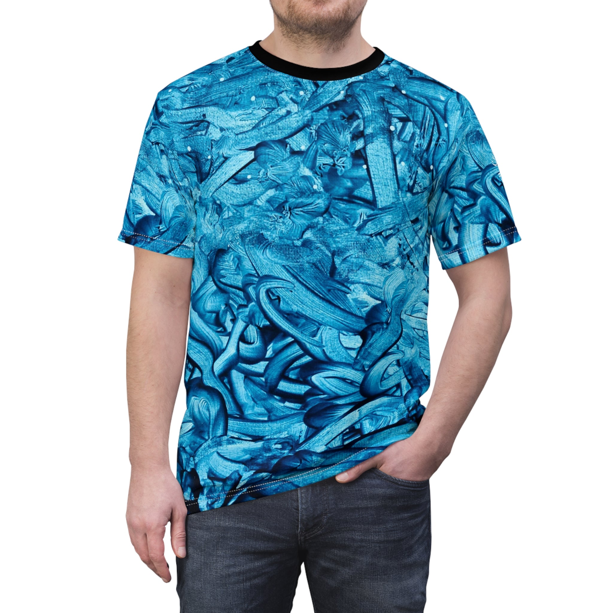 Vibrant “True Blue |” Abstract Unisex Cut & Sew Tee