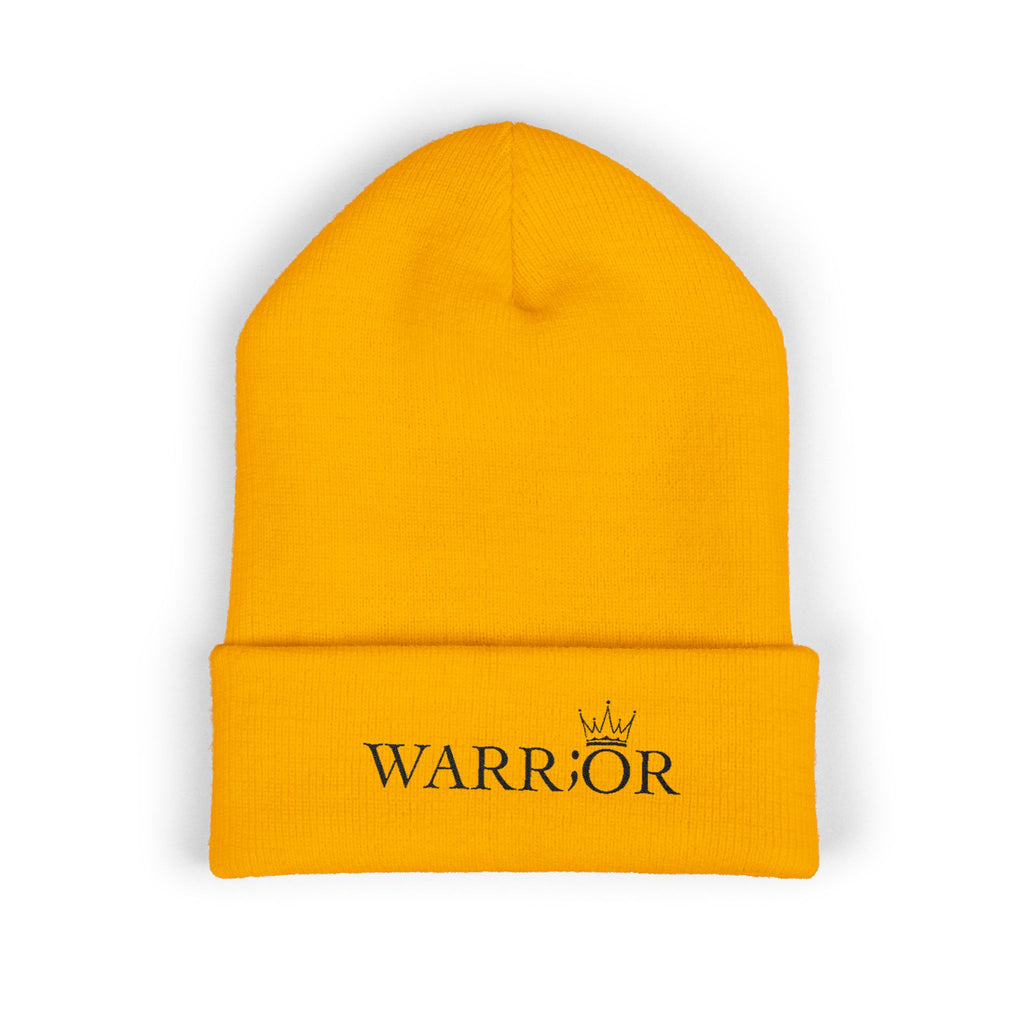 Classic Cuffed Beanie | Embroidered Warrior Hat for Adventurers, Winter Fashion, Gift for Her, Cozy Knit Cap, Unisex Beanie