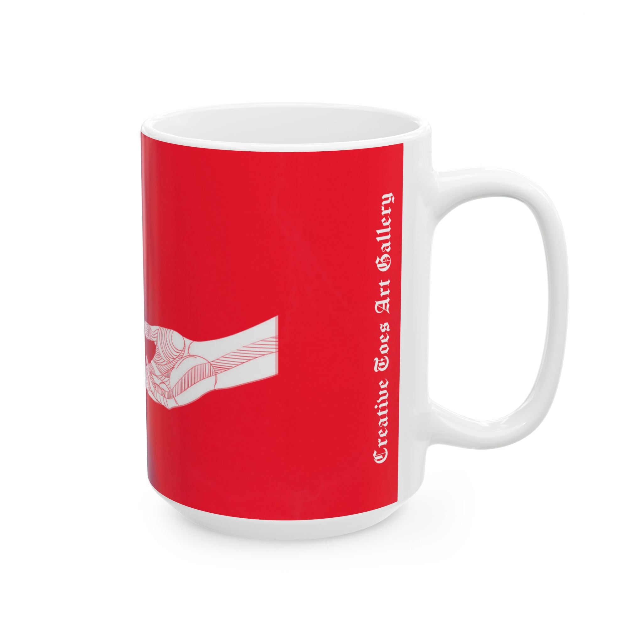 “Hand in hand” artistic Ceramic Mug - Hand Connection Design, 11oz & 15oz