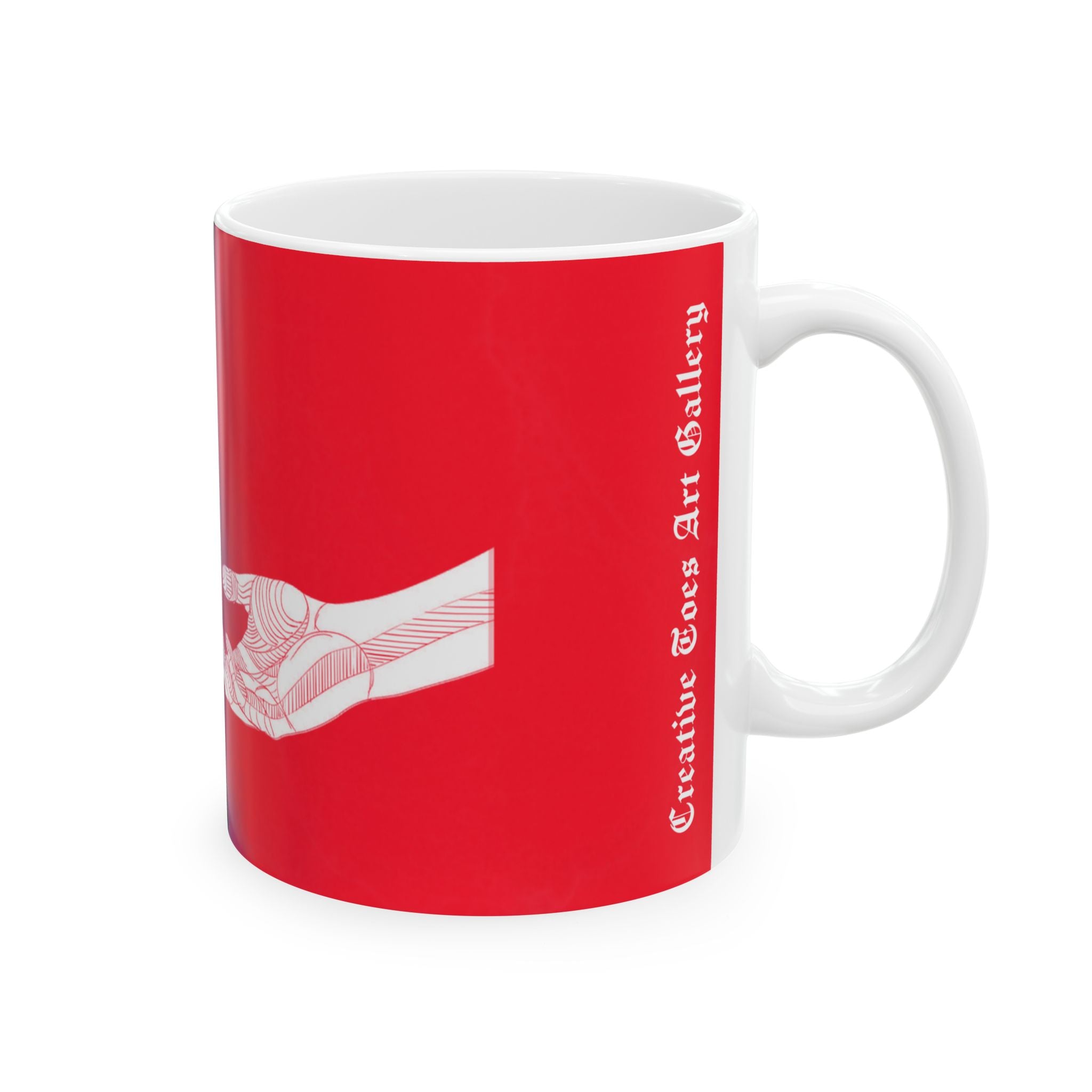 “Hand in hand” artistic Ceramic Mug - Hand Connection Design, 11oz & 15oz