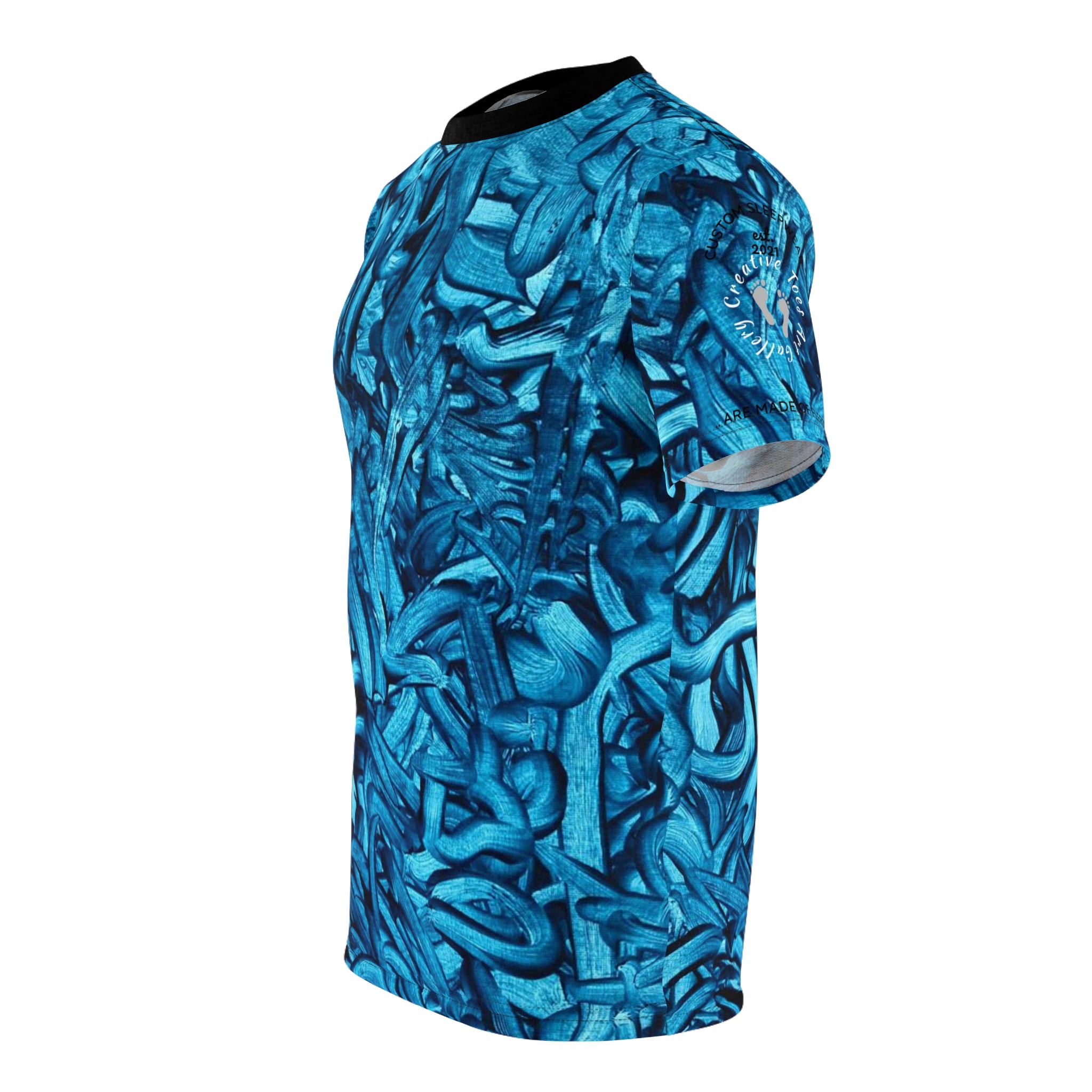 Vibrant “True Blue ||” Abstract Unisex Cut & Sew Tee