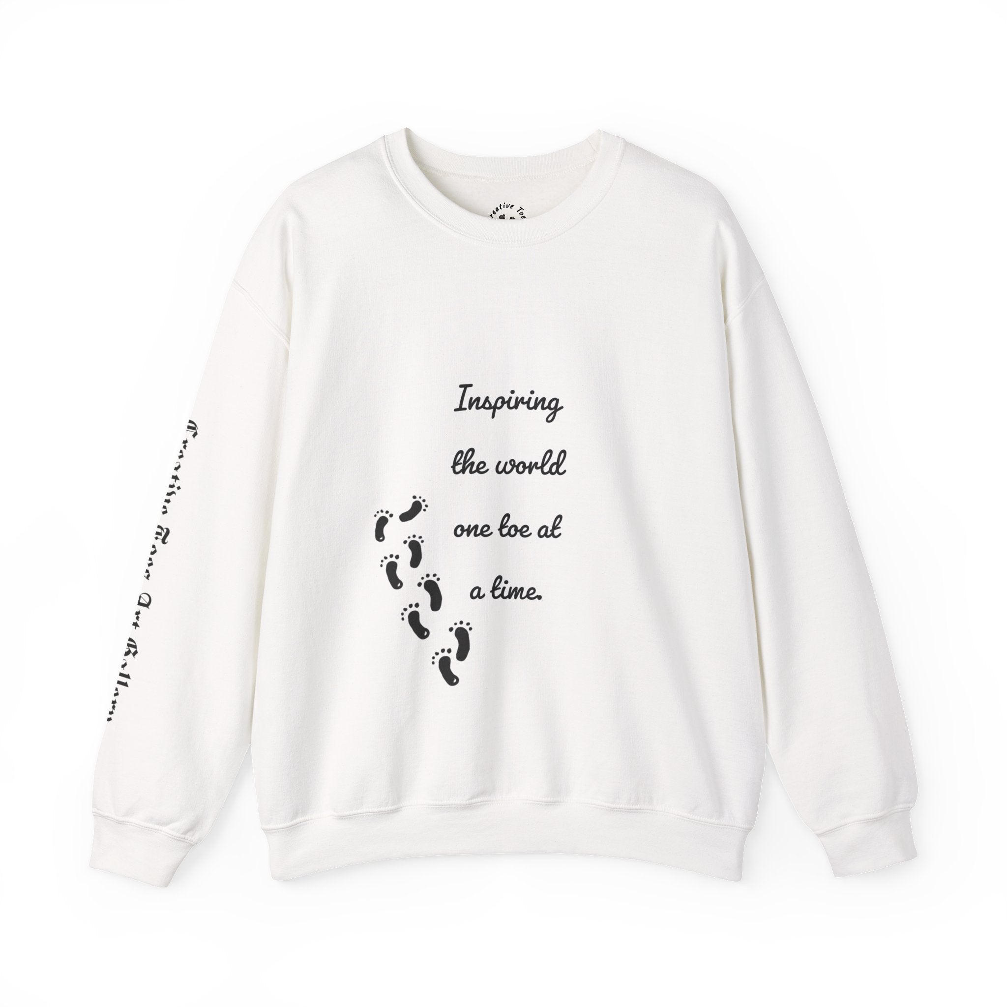 “Inspiring The world One Toe At A Time” Unisex Crewneck Sweatshirt | Creative Toes Art Gallery