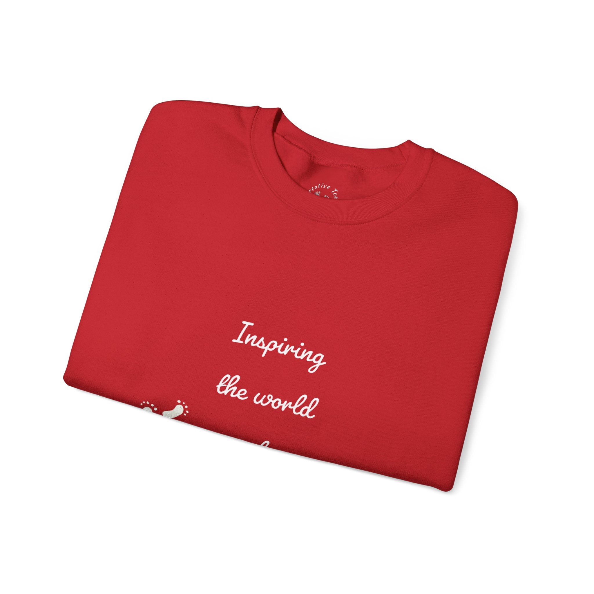 “Inspiring The world One Toe At A Time” Unisex Crewneck Sweatshirt | Creative Toes Art Gallery