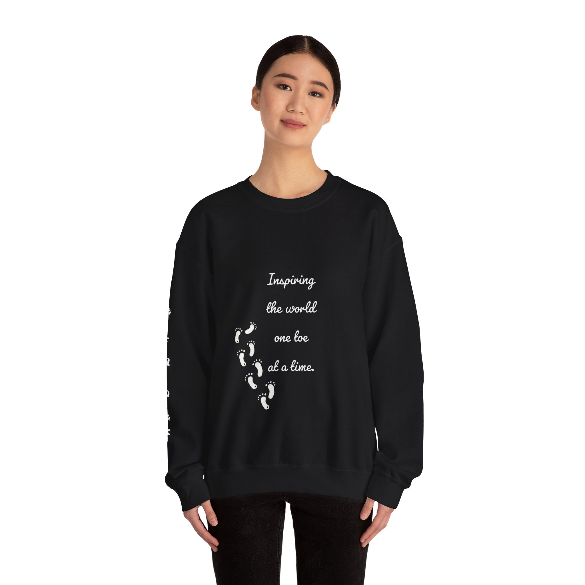 “Inspiring The world One Toe At A Time” Unisex Crewneck Sweatshirt | Creative Toes Art Gallery