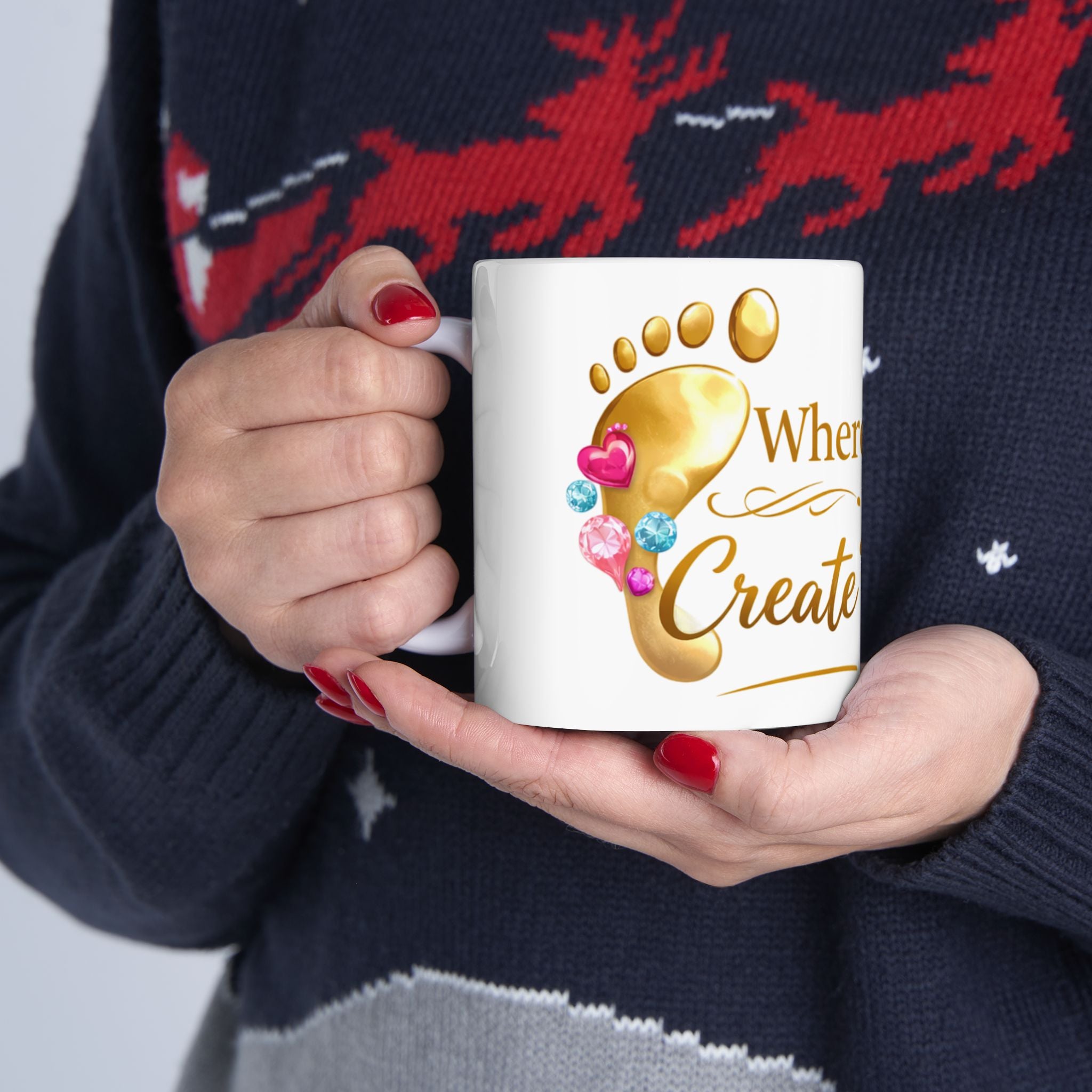 Where Toes Create Treasures Ceramic Mug — Cute Coffee Cup (11oz/15oz)