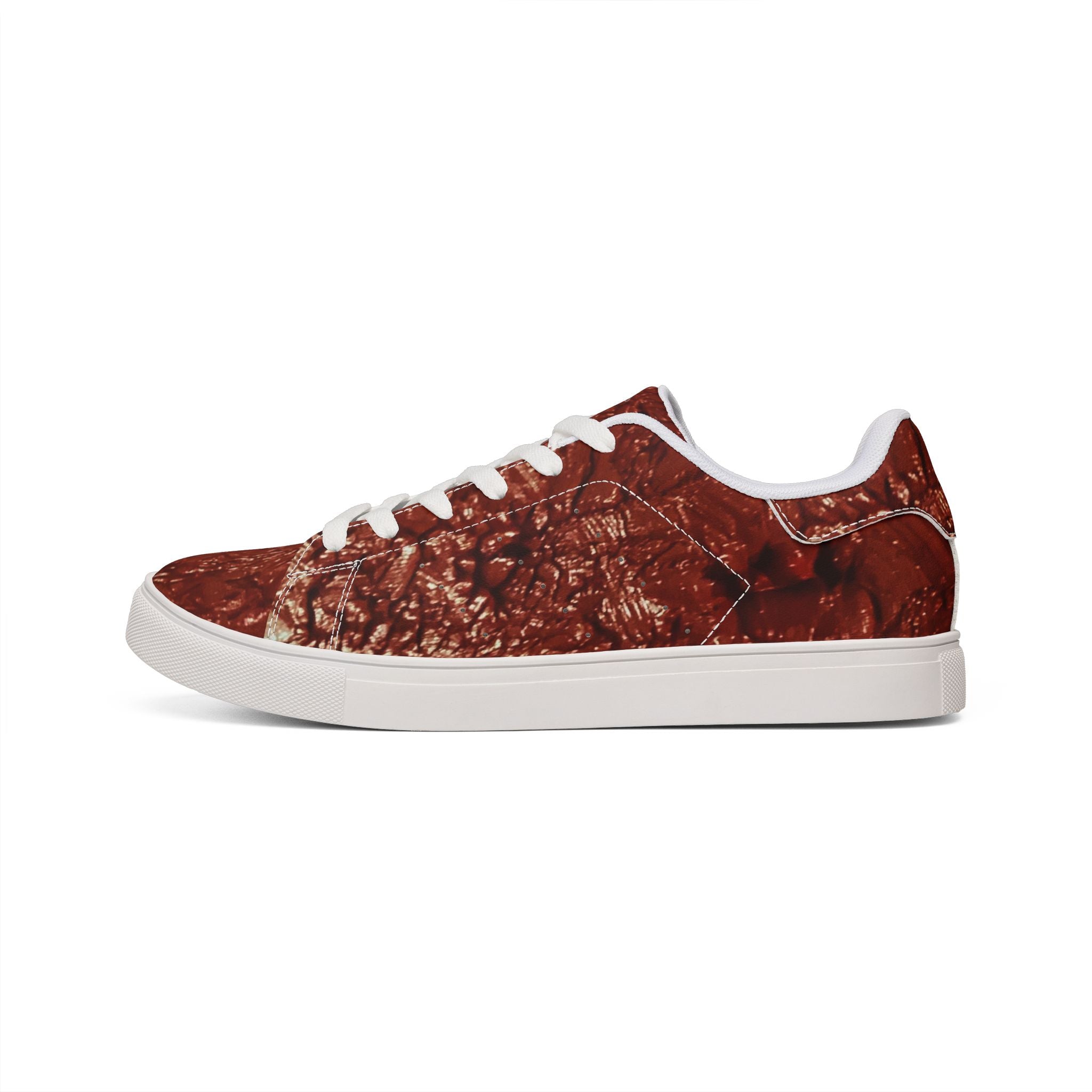 “Le sang qui sauver” Men Leather Low-Top Sneakers - Original Painting