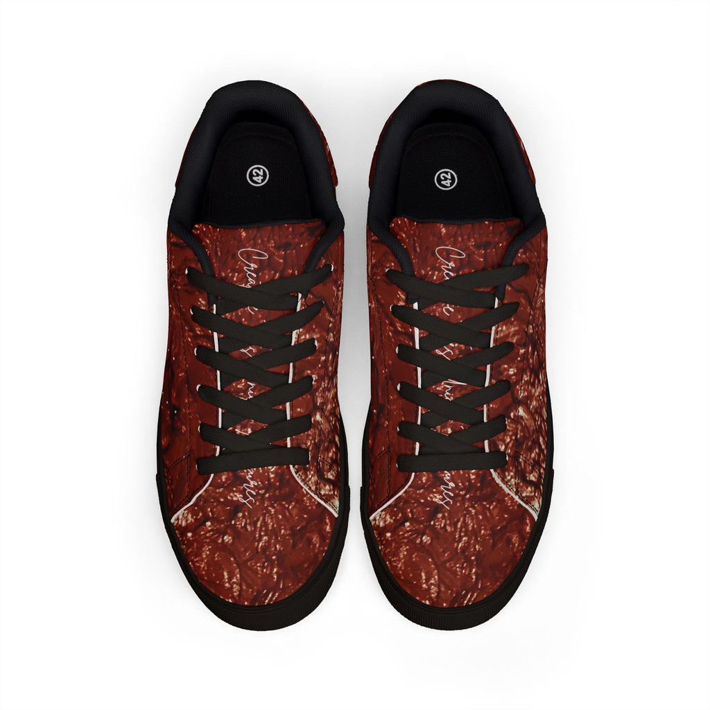 “Le sang qui sauver” Men Leather Low-Top Sneakers - Original Painting