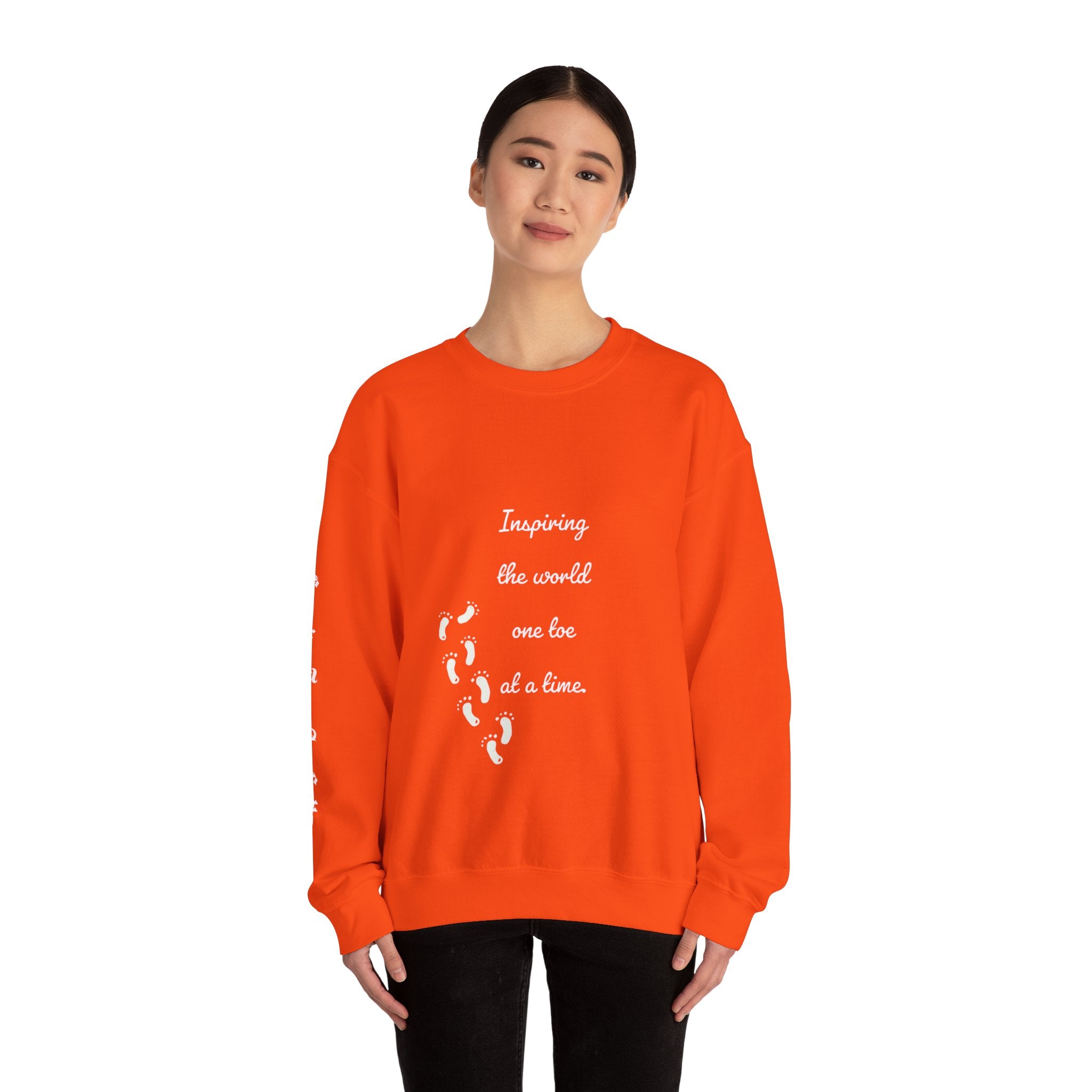 “Inspiring The world One Toe At A Time” Unisex Crewneck Sweatshirt | Creative Toes Art Gallery