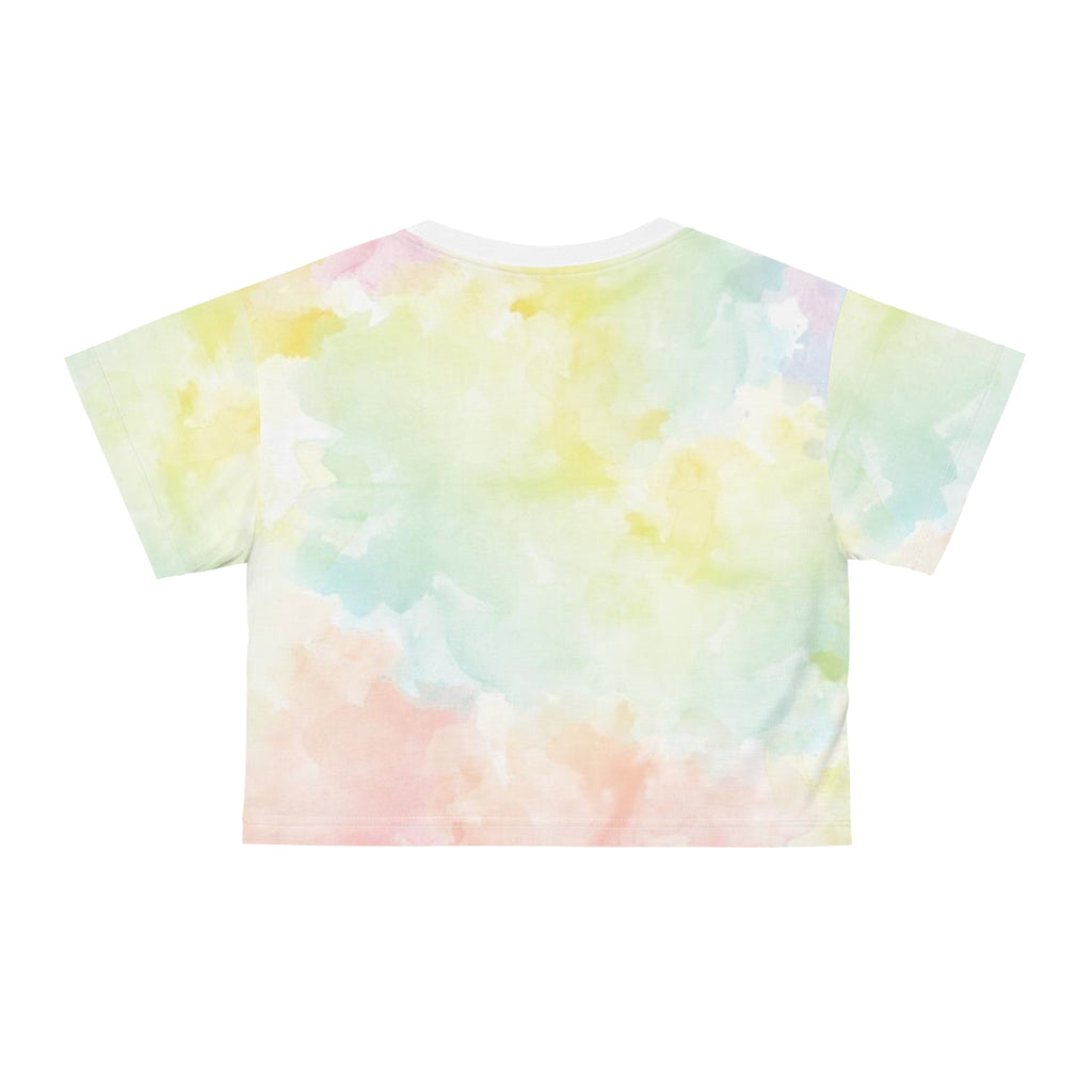 Happy Easter Pastel Tie-Dye Crop Tee (AOP)