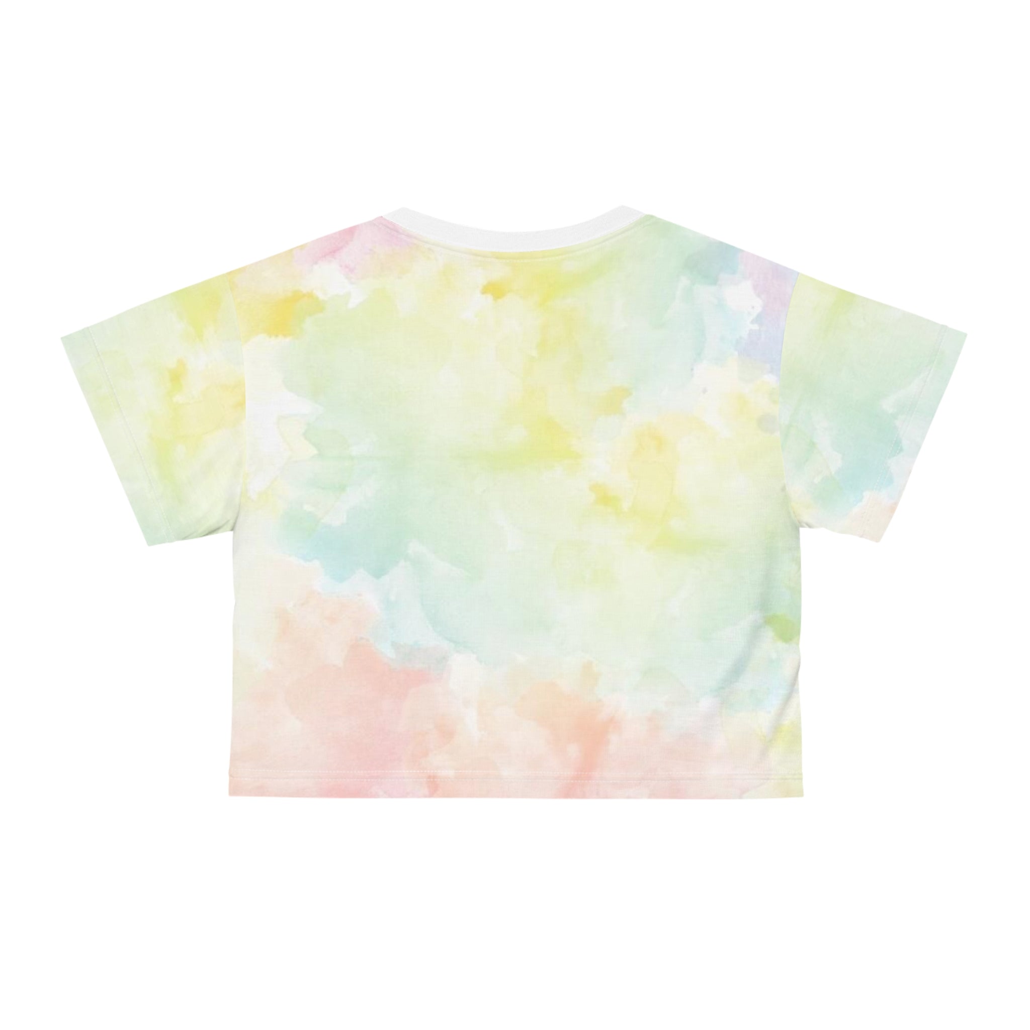 Happy Easter Pastel Tie-Dye Crop Tee (AOP)