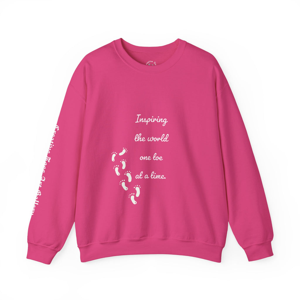 “Inspiring The world One Toe At A Time” Unisex Crewneck Sweatshirt | Creative Toes Art Gallery