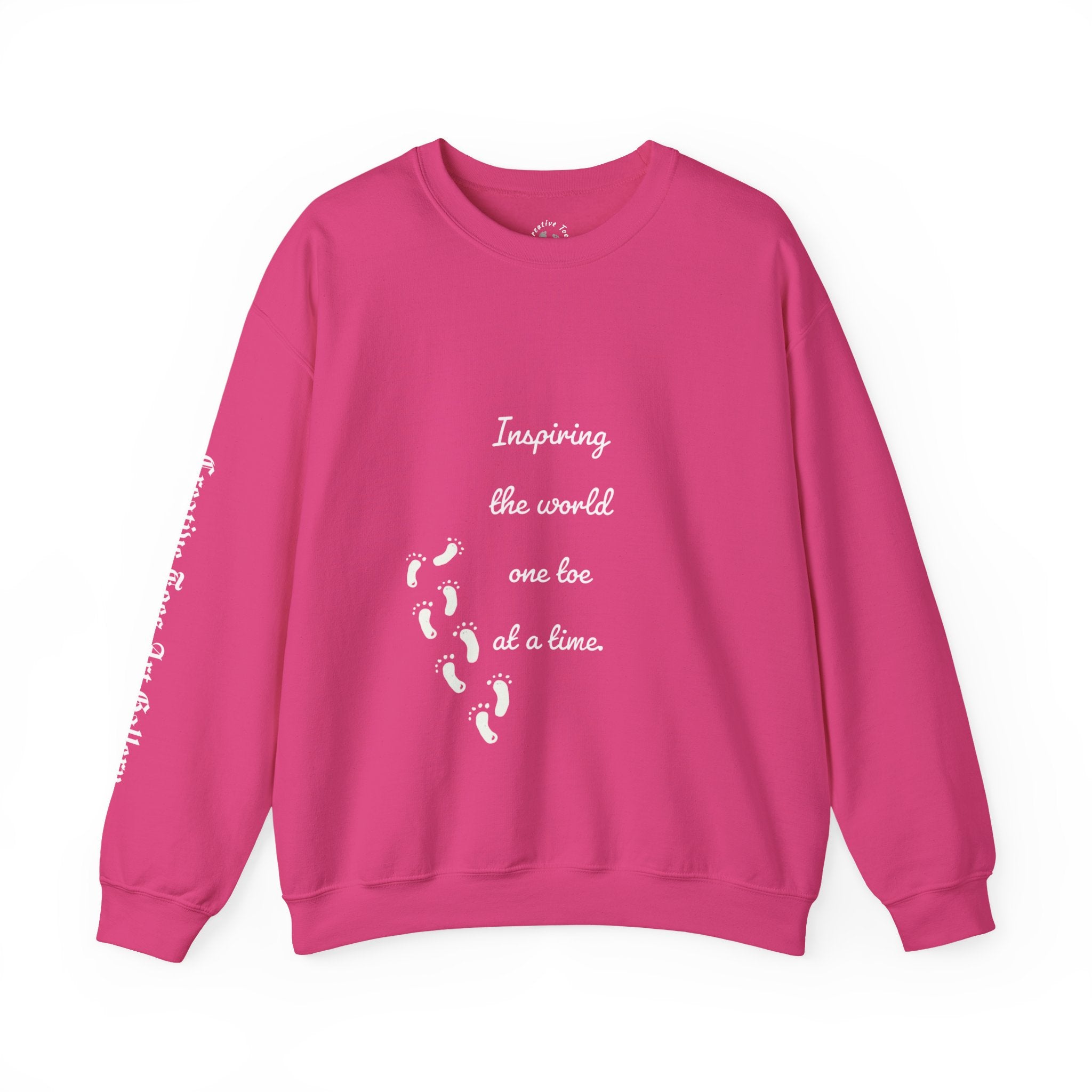 “Inspiring The world One Toe At A Time” Unisex Crewneck Sweatshirt | Creative Toes Art Gallery