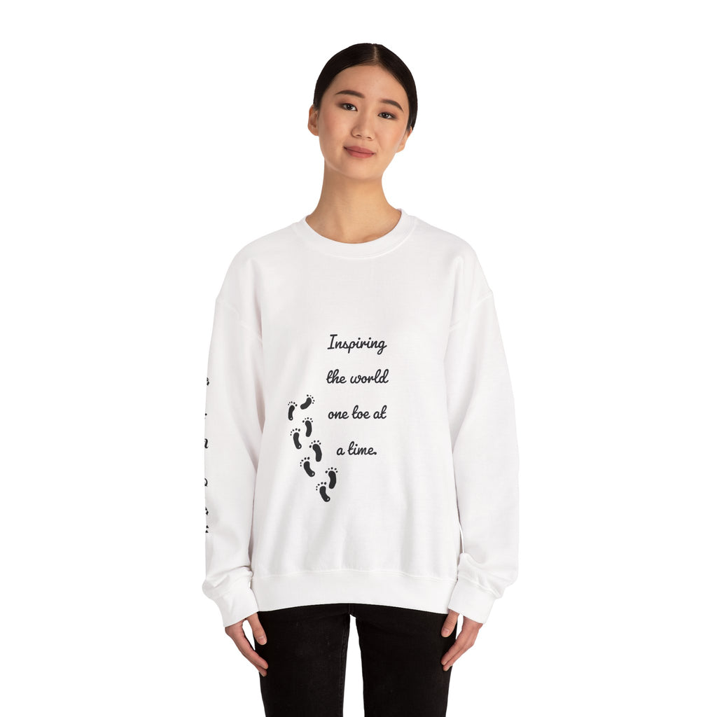 “Inspiring The world One Toe At A Time” Unisex Crewneck Sweatshirt | Creative Toes Art Gallery