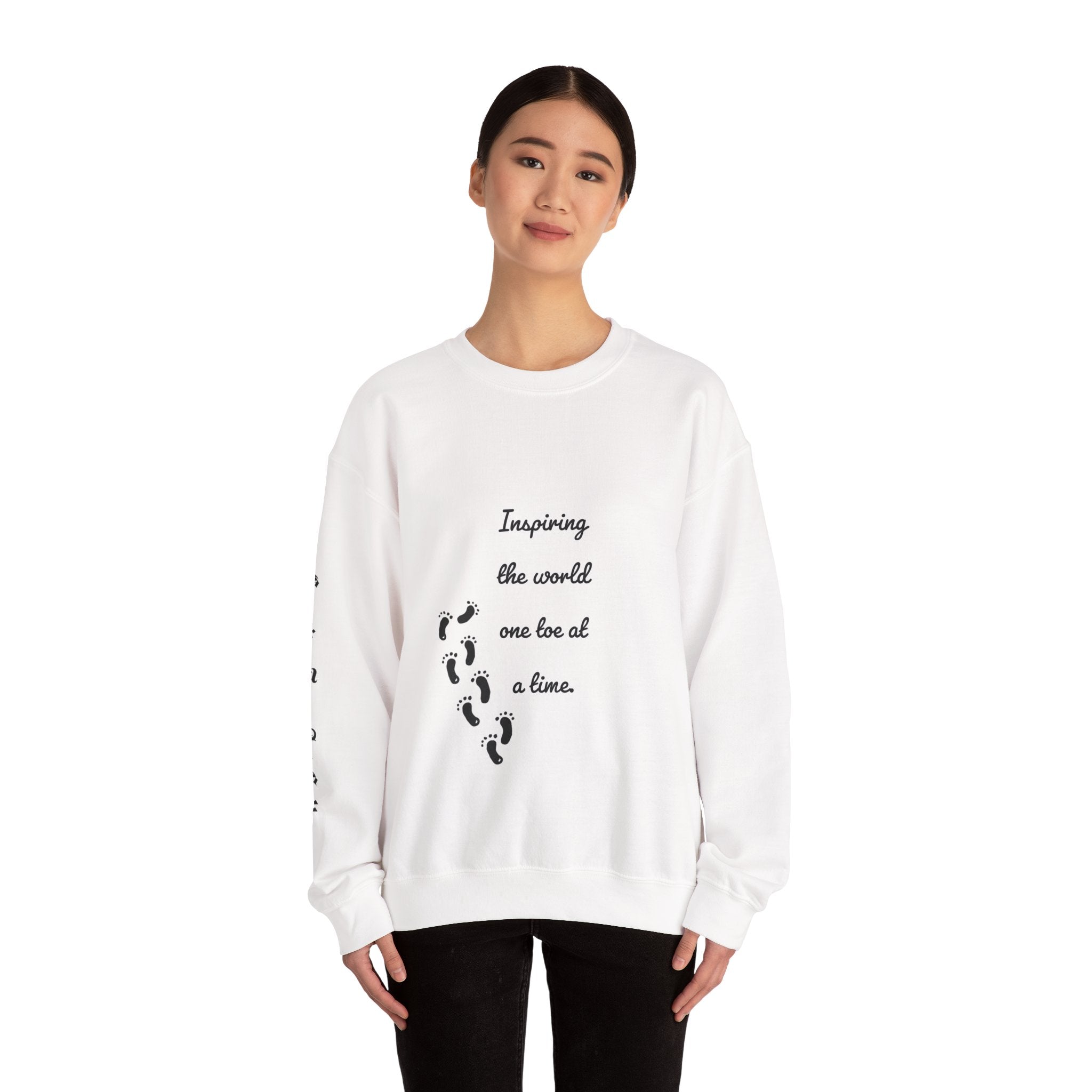 “Inspiring The world One Toe At A Time” Unisex Crewneck Sweatshirt | Creative Toes Art Gallery