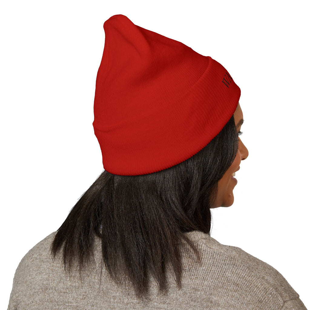 Classic Cuffed Beanie | Embroidered Warrior Hat for Adventurers, Winter Fashion, Gift for Her, Cozy Knit Cap, Unisex Beanie