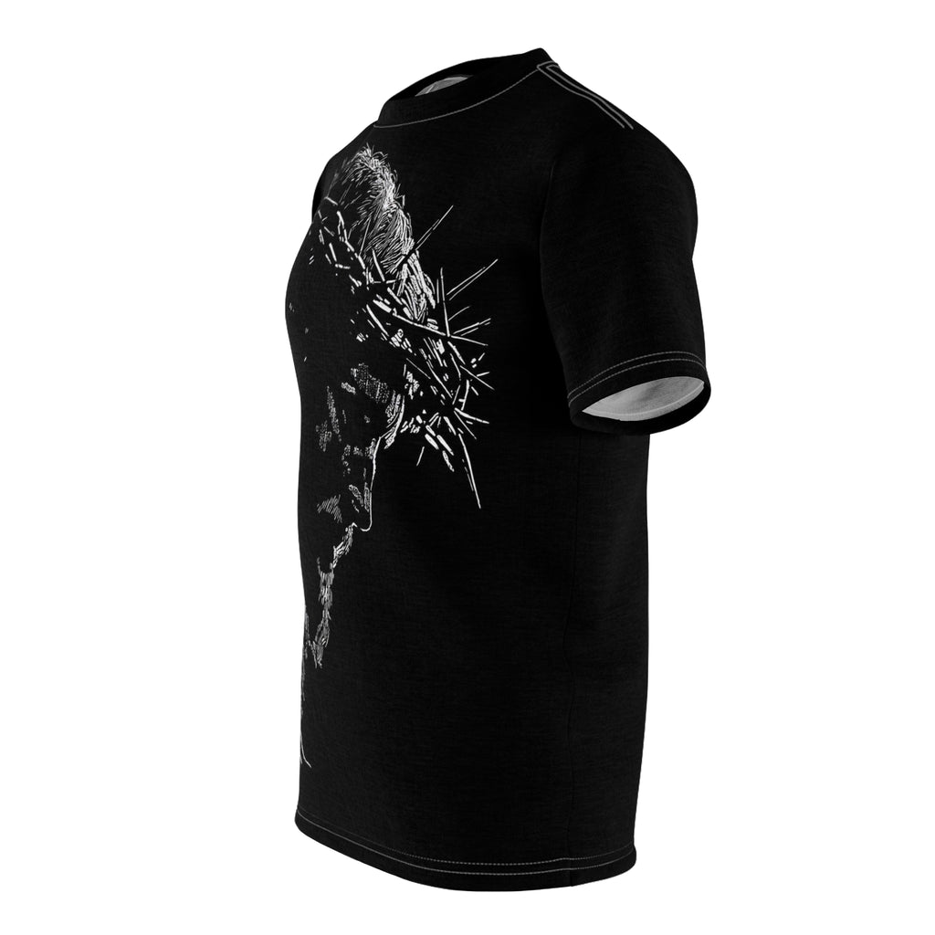 Jesus Christ Portrait Tee — Crown of Thorns Christian Faith T-Shirt (AOP)