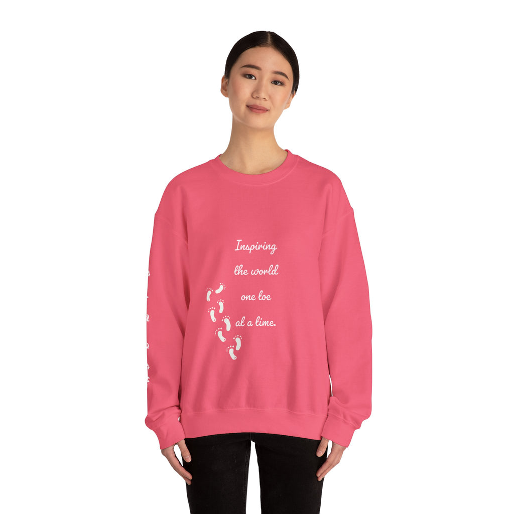 “Inspiring The world One Toe At A Time” Unisex Crewneck Sweatshirt | Creative Toes Art Gallery